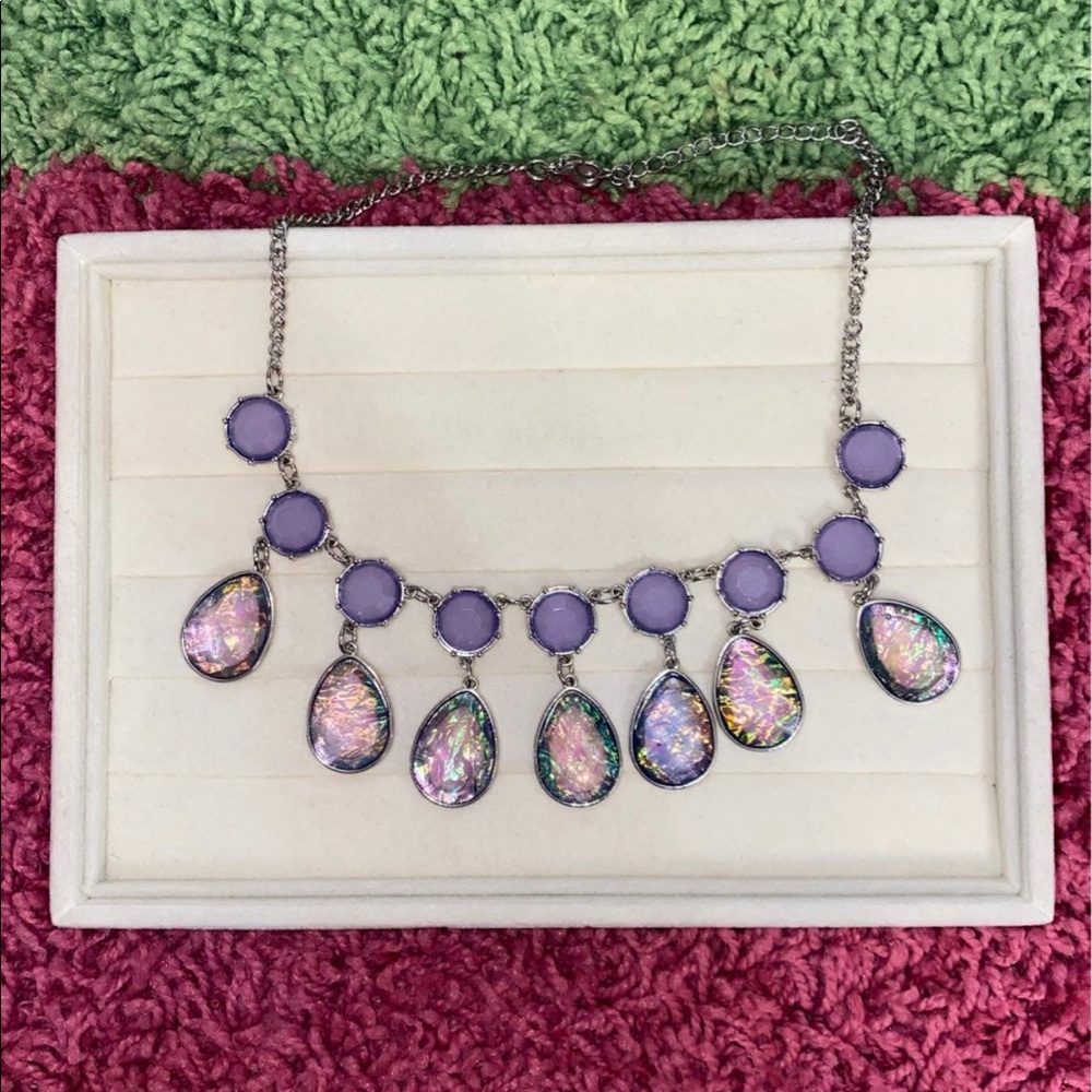 Purple Dangle Collar Statement Necklace